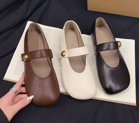 Olive Leather Mary Janes